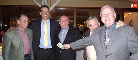 Not Mt. Rushmore: Several past presidents surround new IC President Glenn Schuck, center. From left: Mark Lieberman, Glenn, David Seifman, Gabe Pressman, and Rich Lamb.